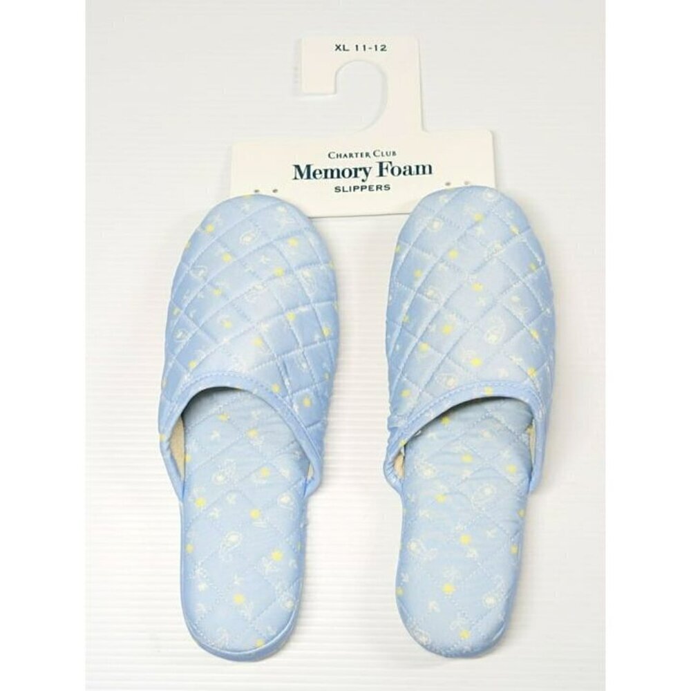 Charter Club Womens Quilted Paisley Floral Clog Slippers Blue Size XL (MSRP $35) - Picture 3 of 5